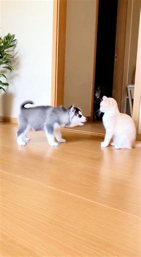 😆 Puppy barking loudly… second cat comes… puppy goes down like he forgot how to dog. 😂 100% AI video for fun & laughs! Every scene is digitally created — no real animals, babies, or people. 🐾 Enjoy and share! 🚫 No reuploads. | Oh My pets