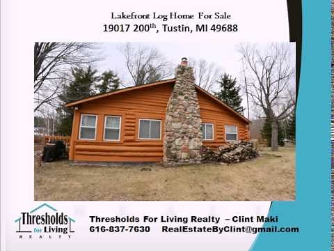 Michigan LOG Home for sale on a Lake. 19017 200th Tustin