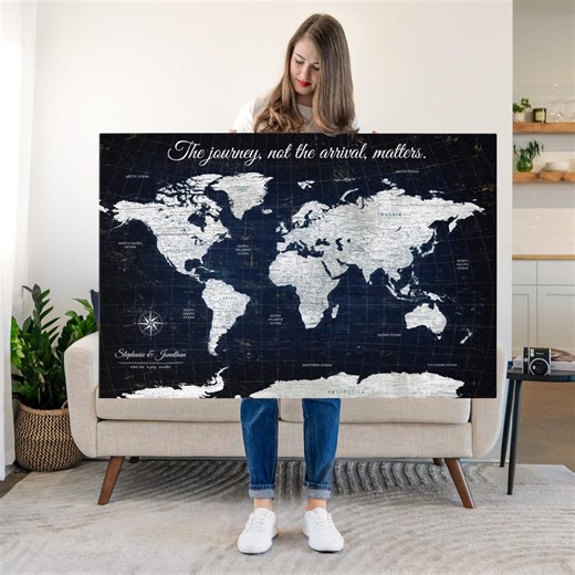 Personalized True Journey Push Pin World Map - Etsy
