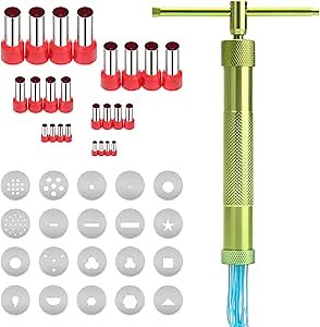 45pcs Polymer Clay Extruder kit, Coolrunner Professional Fondant Extruder Gun with 20 Extruder Discs and 24 Polymer Clay Cutters for Making Crafts Ropes Chains Borders Bows Strings Tassels Hair