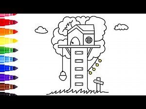 How to Draw a Beautiful Tree House Ever | Step by Step Easy Cute Drawings