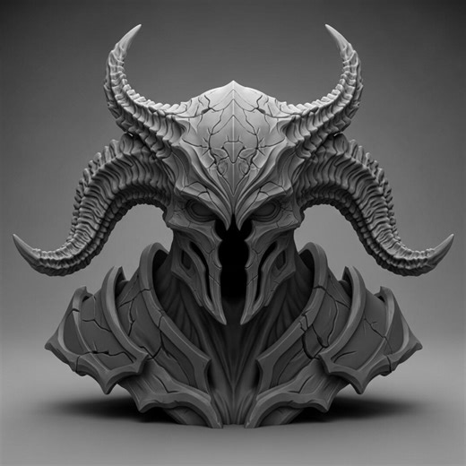 Demon Horned Helmet STL File for 3D Print Dark Fantasy Armor Mask Digital Download - Etsy