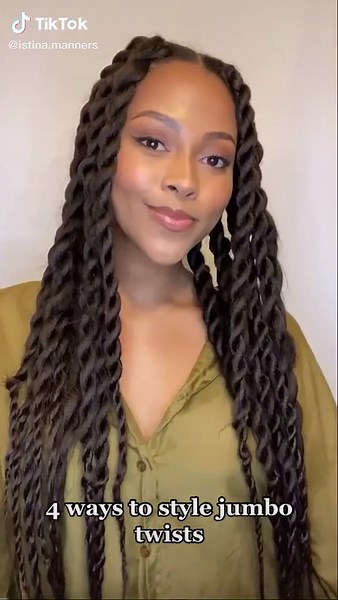 Here are 4 ways to style jumbo twists! Which is your favorite?! #jumbotwists #naturalhair #protectivestyle #hairstyles