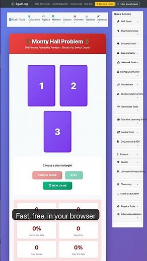 Monty Hall Problem Simulator - Probability Paradox — in 30 seconds #Math #STEM #Education