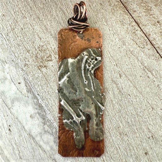 Silver Solder on Copper Pendant, Rustic Handmade, Mixed Metal Jewelry Components - Etsy UK