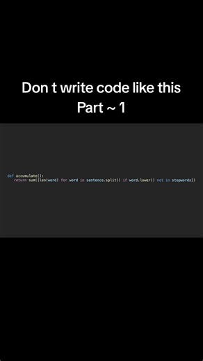Part 1 ~ Don t write code like this Random thought I had when seeing a one line leetcode solution #programming​ #code​ #coding​ #webdevelopment​ #computerscience​