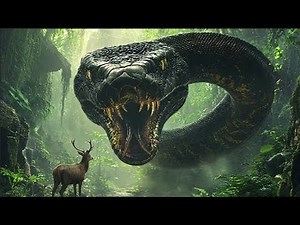 Amazon rainforest wildlife. The battle between a giant python and a deer #wildlife