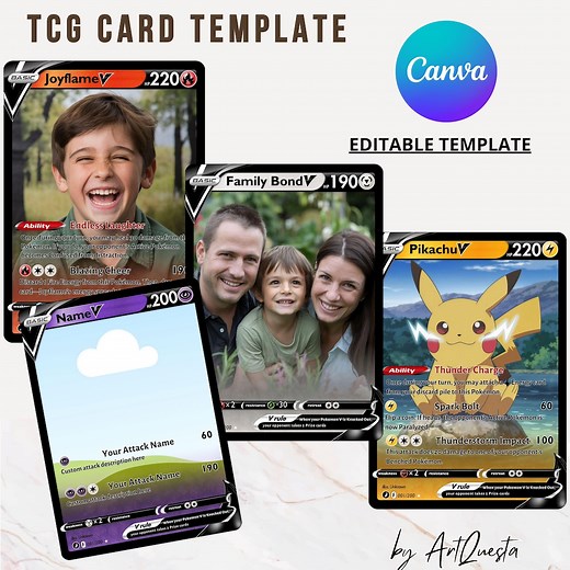 Custom Pokemon Card Template, Editable Pokémon Card V Canva Template,editable Trading Card,diy Pokémon Gift, Personalized TCG Card, Birthday - Etsy