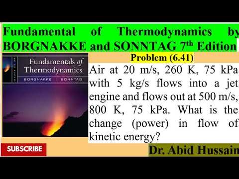 What is change (power) in flow of kinetic energy?|P 6.41| Fundamental of Thermodynamics by BORGNAKKE