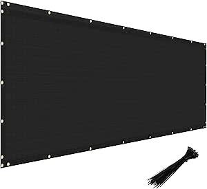 Windscreen4less Privacy Fence Screen 8' x 25' Heavy Duty Windscreen Fencing Mesh Fabric Shade Net Cover for Outdoor Wall Garden Yard Pool Deck, Black
