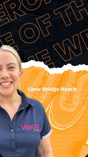 🔸Exercise of the week 🔸 Glute Bridge March This exercise improves posterior chain and core strength, improves hip stability, and challenges your stability - perfect for runners or those with lower back pain. Focus on keeping your hips level, moving slow and controlled and engaging your core and glutes the entire time Variations: ▪️ Endurance/more ROM: Bench glute bridges ▪️Isometric strength: banded above hips ▪️Stability: completed on a fitball | Vision Exercise Physiology