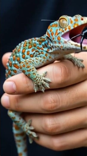 Tokay Gecko Close-Up — Amazing Details! 🧡🦎#shorts #reptiles #lizardsound #gecko