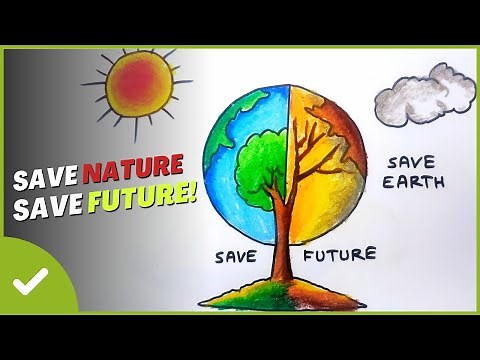 Save Nature Save Future Drawing | Earth Day Poster | Environmental Awareness Art | Art With Sen