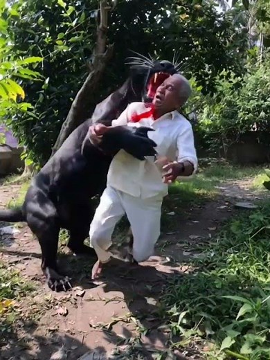 Black Panther attacks old man caught on camera.#panther #blackpanther #tiger #attack