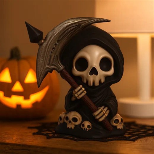 Chibi Grim Reaper 3D Model, Skull Figurine, Halloween Decor (digital Download) - Etsy