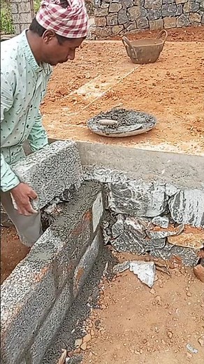 Concrete Bricks Joining Process | Masonry Work #viral