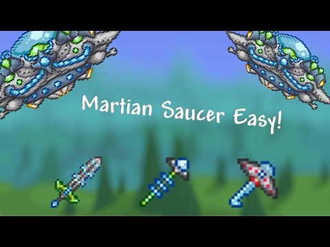 Terraria 1.4 Easy Way to Defeat the Martian Saucer! Master Mode | Low End Gear + High End Gear!
