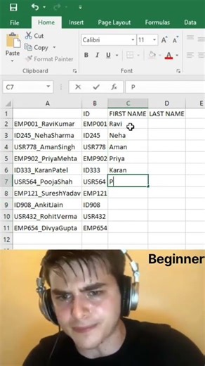 Beginner vs pro 😱 #excel#exceltips#exceltricks#workhacks #productivity#microsoftoffice#officehacks
