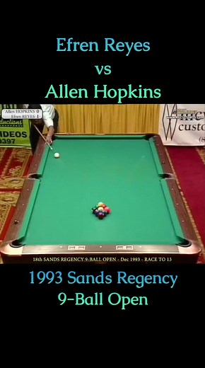 Efren Reyes vs Allen Hopkins. 1993 Sands Regency 9-Ball Open #Efren #efrenreyes #EfrenBataReyes #goat #TheGoat #best #thebest #Greatest #TheGreatest #TheGreatestOfAllTime #greatestofalltime #hopkins #foryoupagereels #reels2023 #foryoureels #reelsfb #reelsviral #fypシ゚ #magician #reels #TheMagician #foryou #mentionedyou #billiards #bilardo #bilhar #9ball #9ballpool | Bill's Yard