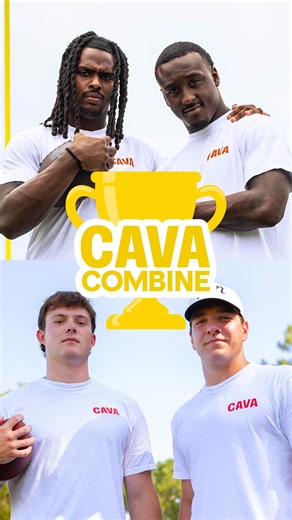 Before kickoff next week, we had to do the CAVA Combine. Four athletes, one crown, endless flavor. 🏆🥙 #CAVAPartner | CAVA