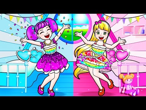 💖Paper DIY💖 Build Pink vs Blue House with for Princess Rapunzel and Rumi - DIY Arts & Paper Crafts