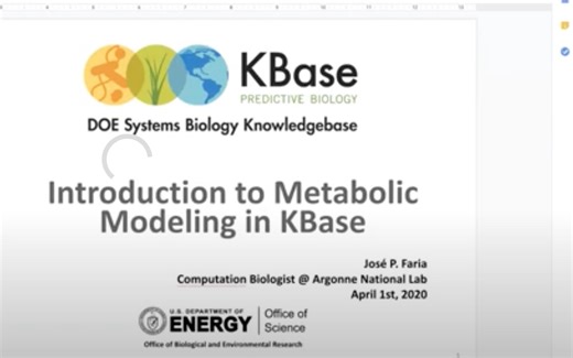 Introduction to Metabolic Modeling in KBase Webinar - 1 April 2020