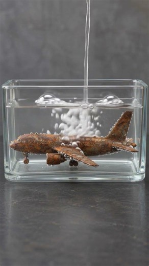 Rusty Steel Airplane Dissolves in Acid 😱 #shorts