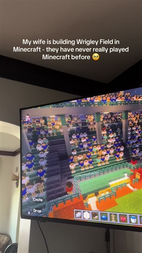 Wrigley field in Minecraft - a work in progress. ❤️💙 @Chicago Cubs #gocubs #wrigleyfield #chicago #minecraft #gaming