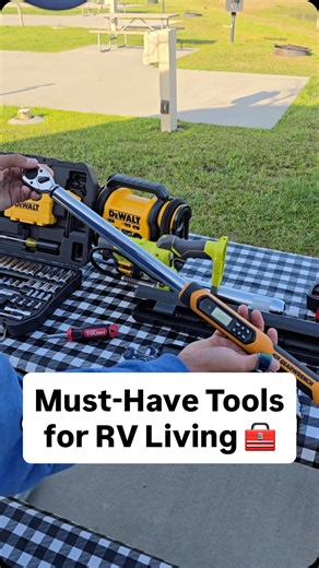 Curious about full time RV living? Before you hit the road, make sure you have these 9 tools in your toolbox! 🛠️🧰 #rvtips #rvmusthaves #rvliving #rvmaintenance #rv @dewalttough @ryobitoolsusa @hypertoughtools @craftsman @gearwrenchtools | TIme to RV