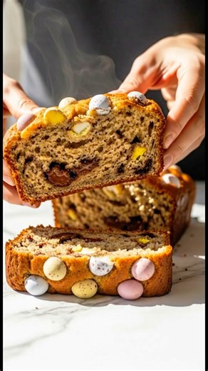 🐣 MINI EGG BANANA BREAD 🍌✨ Soft • Moist • Loaded with Chocolate Got ripe bananas at home? This Mini Egg Banana Bread is the perfect Easter-style treat. Fluffy on the inside, lightly crisp on top, with crunchy Mini Eggs and melty chocolate in every bite 🍫🥚 🌿 Ingredients ▪️ 3 ripe bananas ▪️ 2 eggs ▪️ 1/2 cup butter, melted ▪️ 1/2 cup sugar ▪️ 1½ cups flour ▪️ 1 bag Mini Eggs, crushed ▪️ Chocolate chips (optional, but recommended 😉) 🥣 Instructions 1️⃣ Mash the bananas until smooth 2️⃣ Mix b