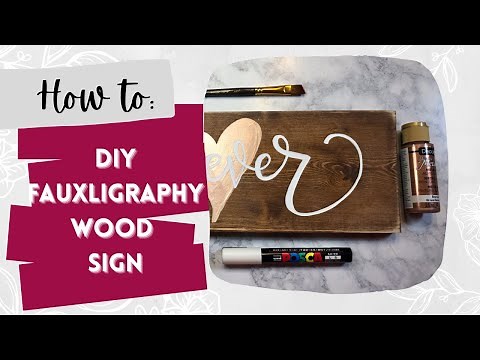 How to do calligraphy on a wood sign, DIY wood sign, hand painted sign, fauxligraphy, white paint