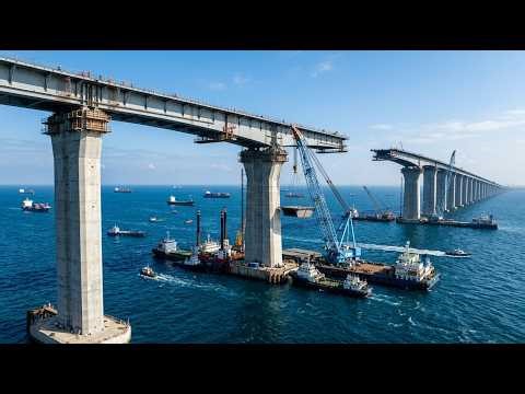 How Massive Sea-Crossing Bridge Steel Box Girders Are Installed.