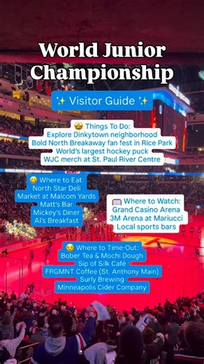 World Junior fans! Visiting the Twin Cities for the first time? Here’s the ultimate fan guide for what to do and where to go during your stay. 🥅 ✨ 🎥 @visitsaintpaul #worldjuniors #iihf #twincities #travel #mn | Meet Minneapolis