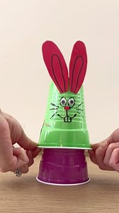 Bunny Hop Cups 🐰 Follow @bymelissakate for more fun! This is such a hit here so wanted to share again for a fun Easter activity this week. Simply cut four spots at the base of the cup and pop a rubber band around one side, twist and connect on the other side. I like to then secure it with tape. Decorate your bunny, place it on top of another cup, and let go! #easter #diy #easteractivities #easterart #eastereggs #easteregg #indooractivities #momsofinstagram #momblogger #momtips #momtricks #bunny
