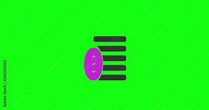 stack of coins animated icon green screen. stack of coins 2 color icon 4k video animation with green screen for web design, mobile apps, ui design.