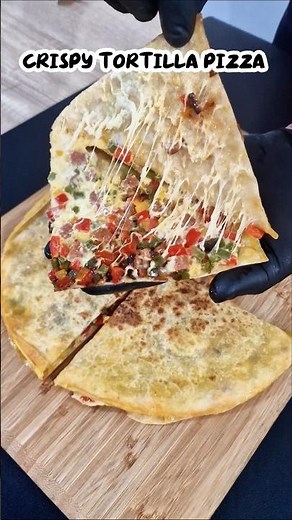 Crispy Tortilla Pizza | Easy 5-Minute Tortilla Pizza Recipe with Pepperoni & Cheese #tortilla #pizza