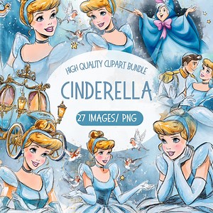 Watercolor Cinderella Png Bundle Handmade Disney Princess Pod Commercial Use Party Clipart Digital Download - Etsy