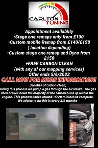 APPOINTMENT AVAILABILITY FOR THIS WEEK AND NEXT We have slots for both HQ appointments and mobile. *NEED HELP SAVING ON FUEL? *WANT MORE POWER? we run a full health check done before and after our remapping services FULL CUSTOM REMAPPING! we offer other services like EGR, DPF, Hardcut, Pop and Bang, Ad blue delete, DPF cleaning and many more *AIR CONDITIONING RE-GAS. *WINDOW TINTING. *BODY REPAIR WORK. www.carltontuning.co.uk www.tiktok.com/@carltontuning www.instagram.com/carlton_tuning www.fac