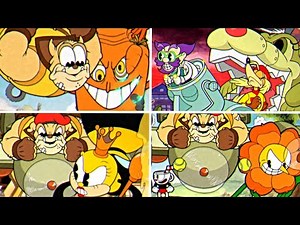 Cuphead + DLC - All Bosses With The Howling Aces Co-op Fights
