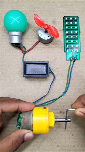Voltmeter & Two LED, Fan Powered by Metal Gear Motor • #shorts #dcmotor