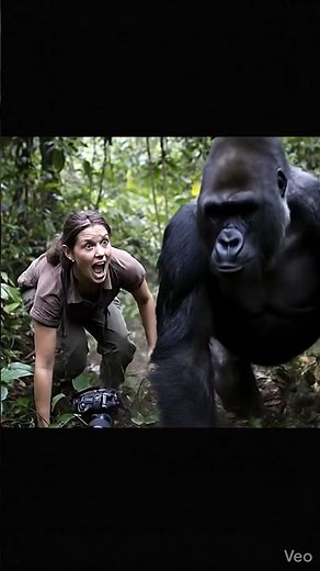 Huge Gorilla Attacks Woman, Runs for Her Life! #trending #foryou #wildlife