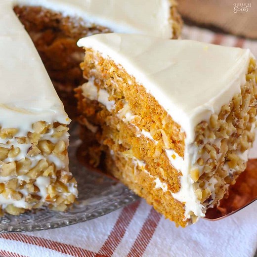 Pumpkin Carrot Cake with Cream Cheese Frosting - Celebrating Sweets