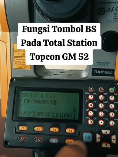 Fungsi Tombol BS pada Total Station Topcon GM 52 adalah untuk menghapus huruf pada menu penamaan, baik nama job, nama point, dan nama lainnya. #surveyorkutaikartanegara #totalstation #topcon #tutorialtopcon