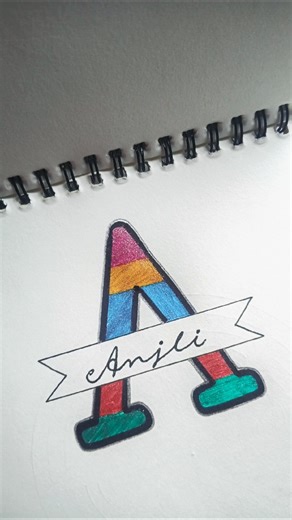 Creative alphabet art: easy way to design name letter A 💐 #calligraphy #art #trending #shorts
