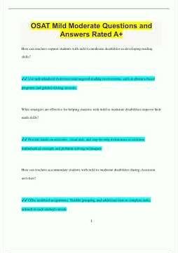 OSAT Mild Moderate Questions and Answers Rated A2867