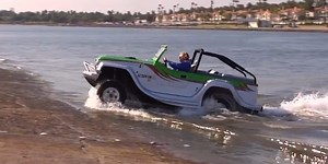 This all-terrain jeep also works on water