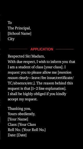 Formal Application Writing for Class 6/7/8/9/10#school