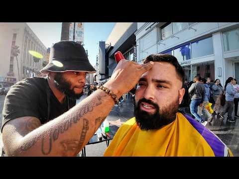 STREET BARBER in Hollywood, California 🇺🇸