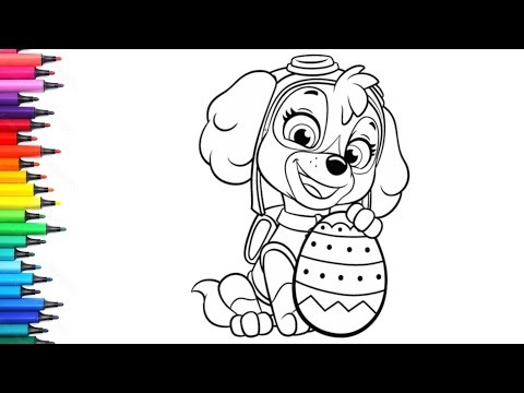 Skye Paw Patrol with Easter Egg Drawing, Painting & Colouring for Kids and Toddlers_ Child Art