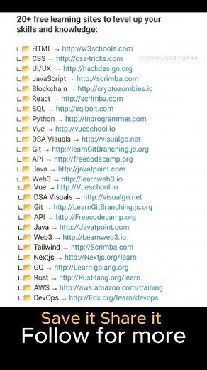 Coder Asia on Instagram: "20 plus free learning website and help to growing your coding knowledge 💻😎🥹 #programing #coding #softwaredeveloper #100dayproject #goals #coder #goal #developerlife #developer #webdeveloper#java #php #javascript #programmer #html#programming #coding #developer #webdeveloper#webdevelopment #programmers #coderlife #explorepage #viralreels #instadaily"